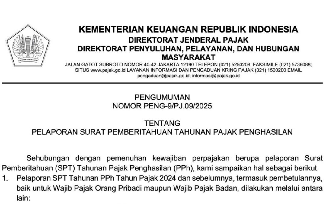 Pelaporan Surat Pemberitahuan Tahunan Pajak Penghasilan